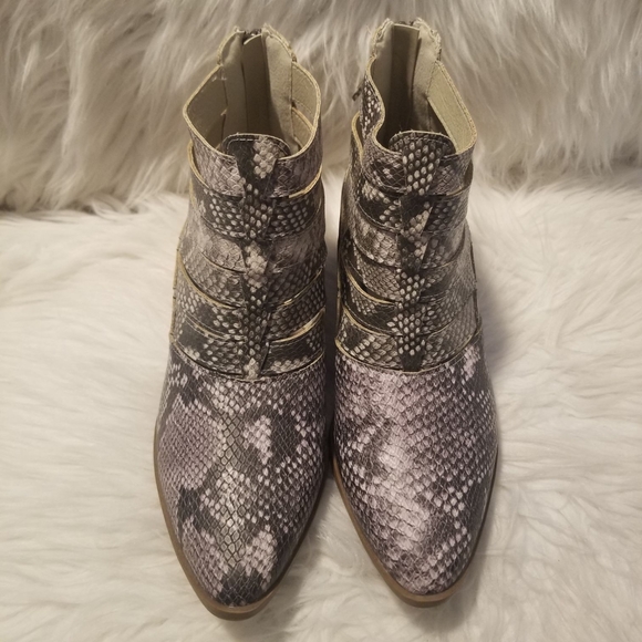 Fergalicious By Fergie Malaki Snakeskin Print Heeled Booties - Picture 2 of 8